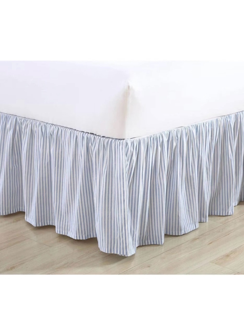 Cottage Charm Laura Ashley FULL Bedskirt Blue Ruffled Pin Stripe ~ NWT - Picture 3 of 6